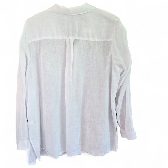 J.Jill Love Linen Womens White Button-Down Shirt Long Sleeve Lightweight 2X - Picture 2 of 9